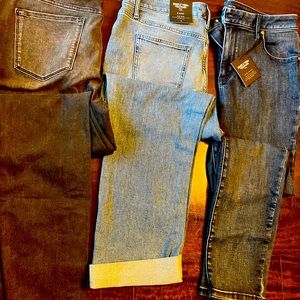 Jeans for sale. One power stretch, 1 capri high rise, 1 skinny high rise